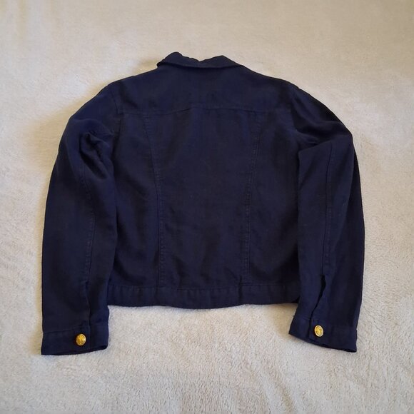 L'Agence Women's Size Small Navy Marine Celine Linen Lightweight Jacket - Picture 12 of 16
